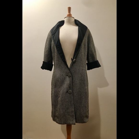 Jackets & Coats | Vintage Reversible Coat Herringbone Tweed Satin ...